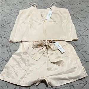 LBLC the Label High Waist Cream Shorts with matching tank top- Look at this set!